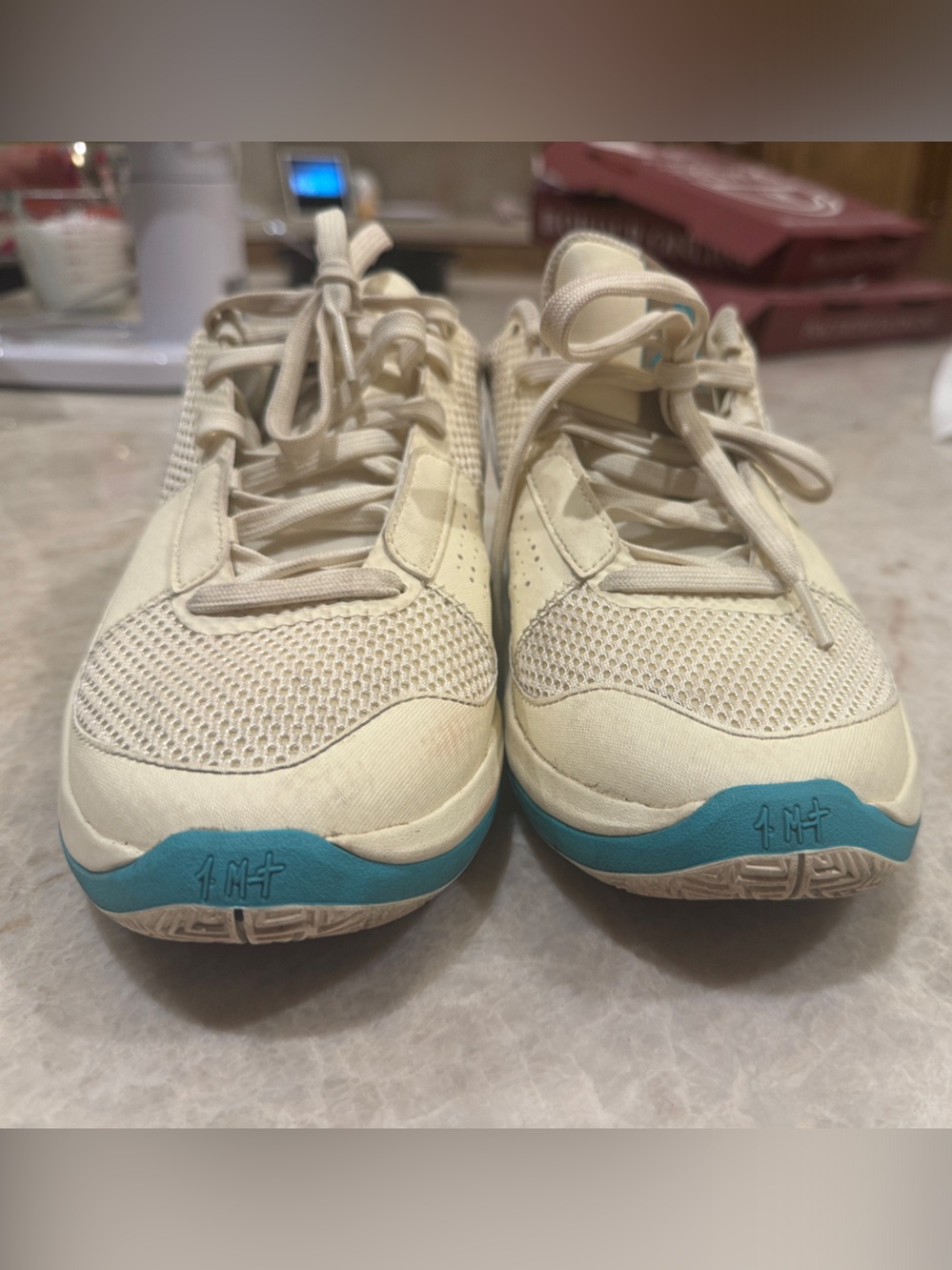 Nike men's Ja 4s vacation basketball shoes with Teal Accents